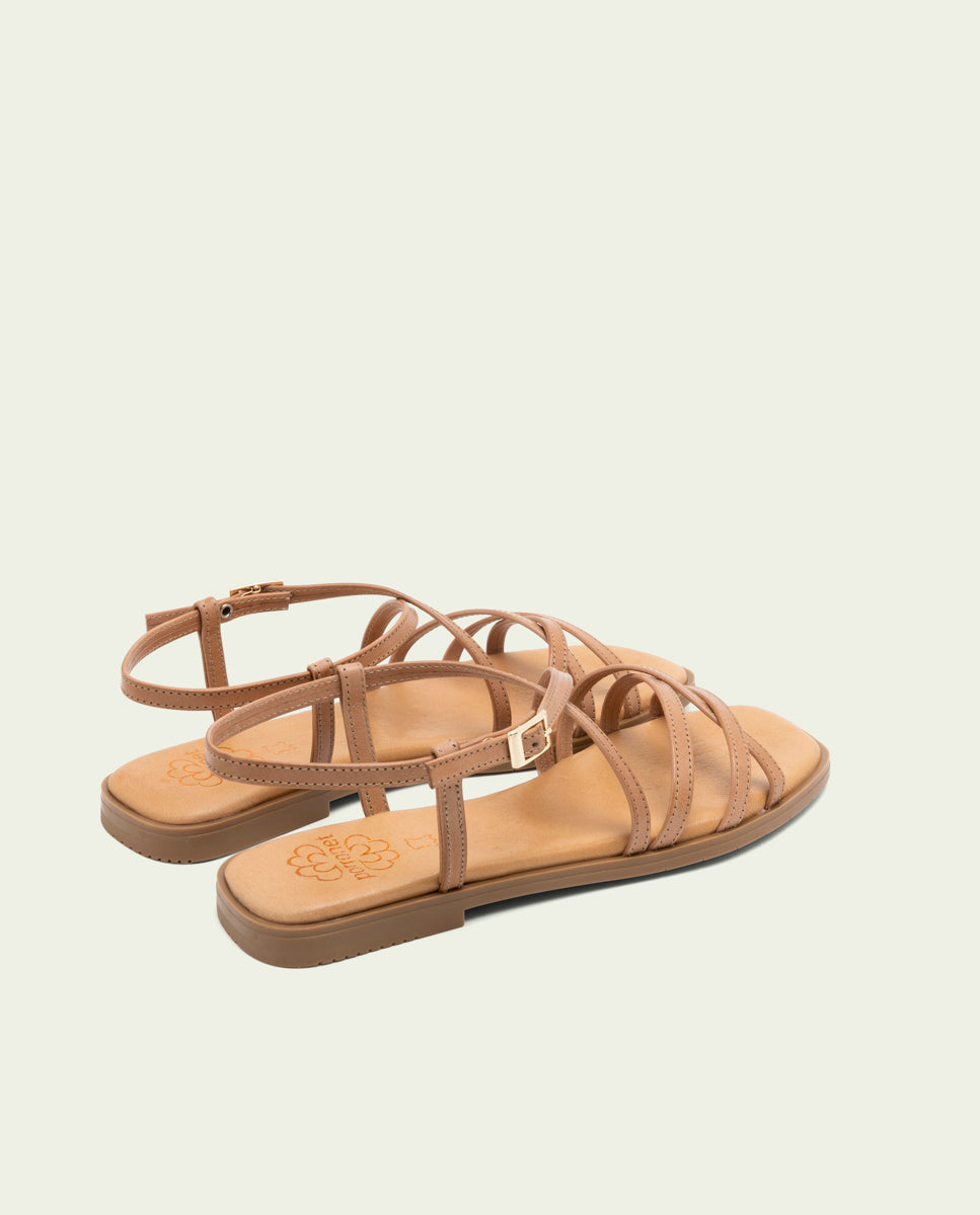 SANDALES PLATES EN CUIR BONNIE TAUPE