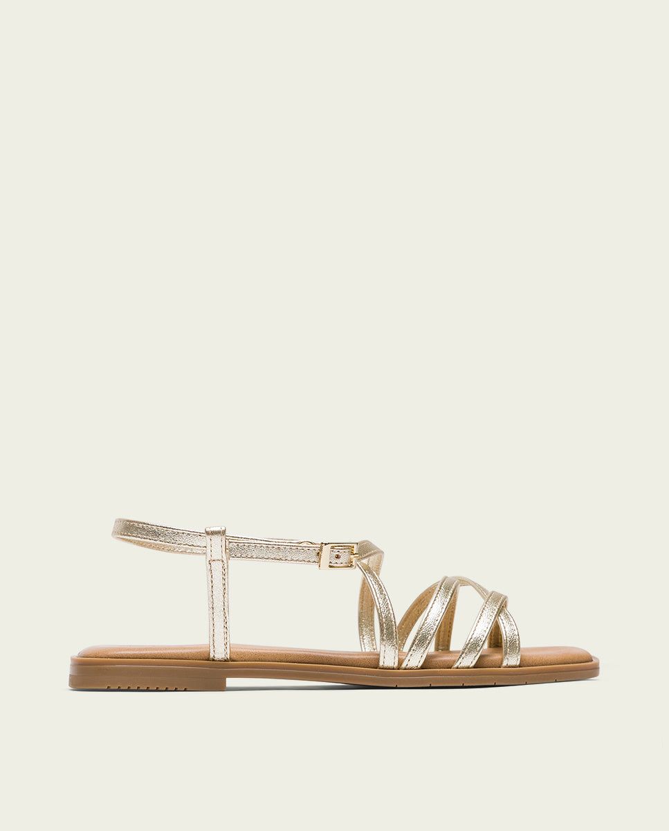 SANDALES PLATES EN CUIR BONNIE OR