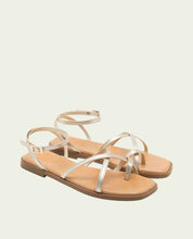 SANDALES PLATES EN CUIR À BRIDES BIANCA ORO