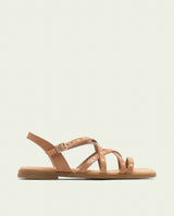 SANDALES PLATES EN CUIR À BRIDES ET CLOUS BLAIR TAUPE