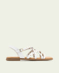 SANDALES PLATES EN CUIR À BRIDES ET CLOUS BLAIR BLANC