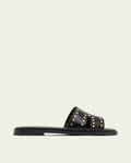 SANDALES PLATES EN CUIR AVEC CLOUS BECCA NOIR