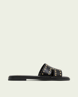 SANDALES PLATES EN CUIR AVEC CLOUS BECCA NOIR