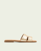 SANDALES PLATES EN CUIR AVEC CLOUS BECCA OR
