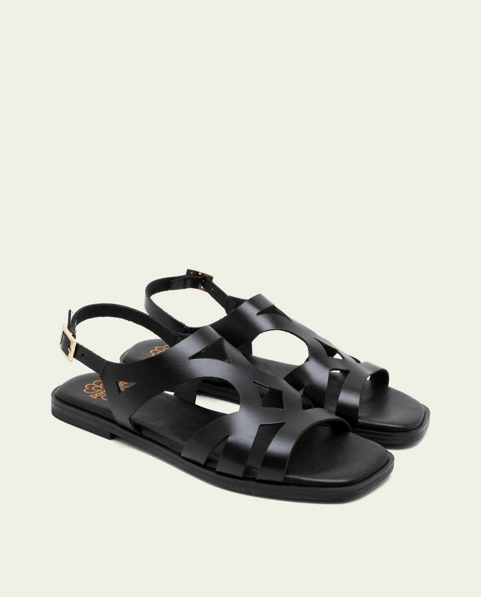 SANDALES EN CUIR AVEC BILLY NOIR