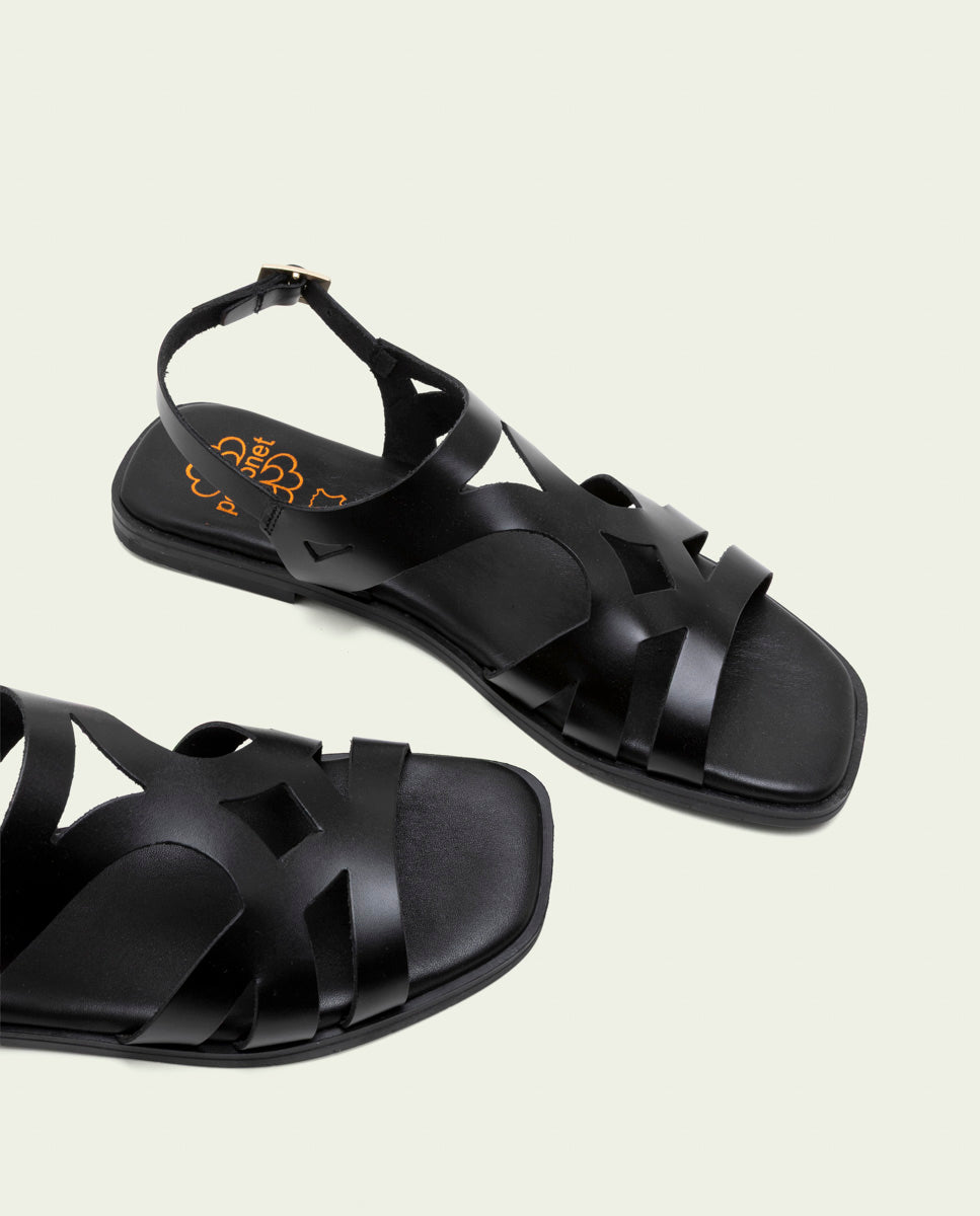 SANDALES EN CUIR AVEC BILLY NOIR