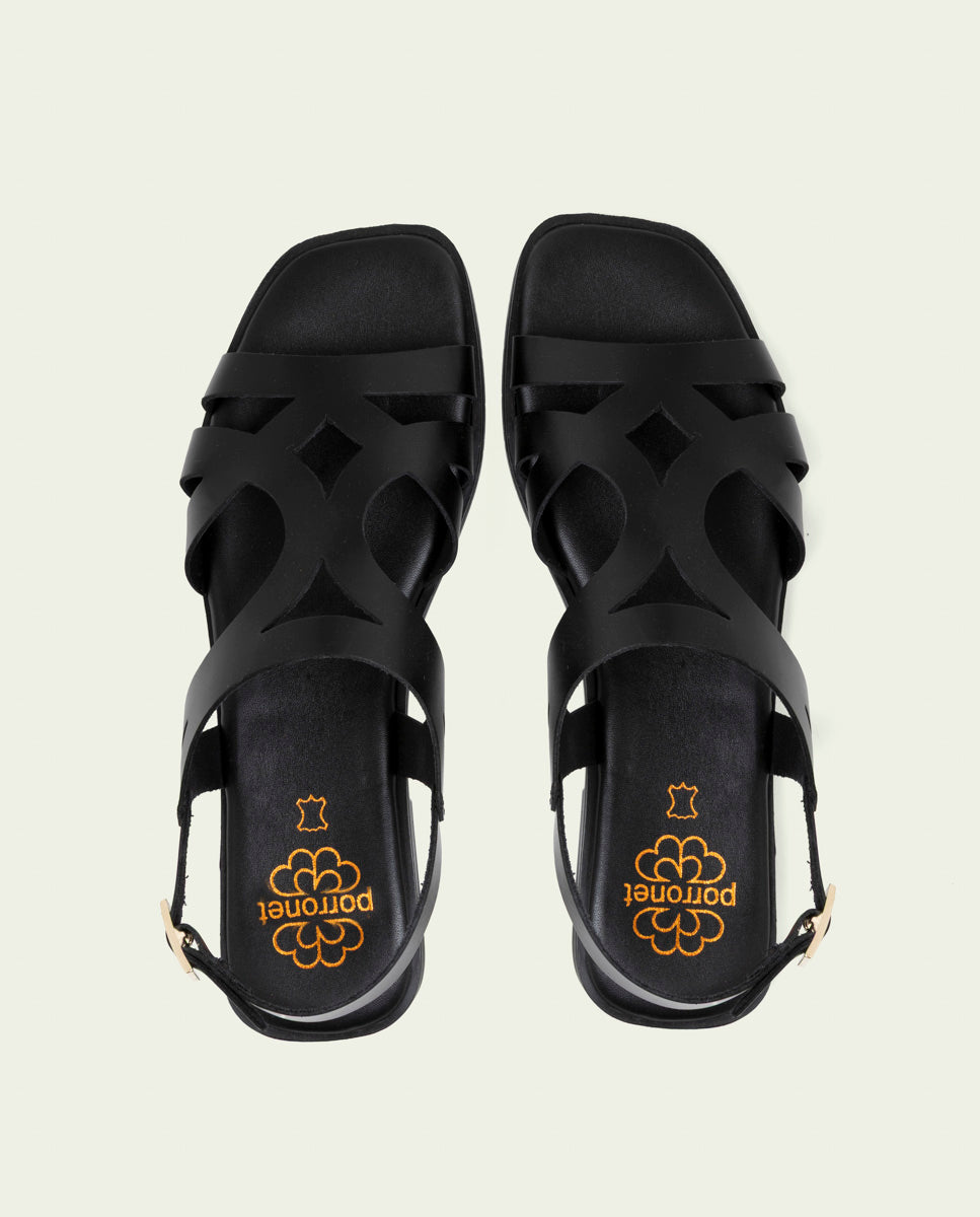 SANDALES EN CUIR AVEC BILLY NOIR
