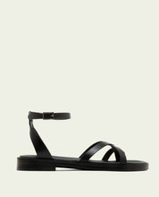 SANDALES PLATES ESCLAVE EN CUIR CECILIA NOIR