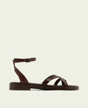 SANDALES PLATES ESCLAVE EN CUIR CECILIA NOIR