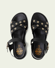 SANDALES PLATES EN CUIR À CLOUS CLAUDIA NOIR