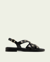 SANDALES PLATES EN CUIR À CLOUS CHLOE MOKA
