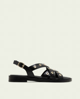 SANDALES PLATES EN CUIR À CLOUS CHLOE NOIR