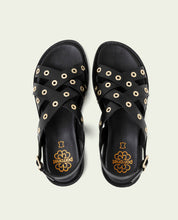 SANDALES PLATES EN CUIR À CLOUS CHLOE NOIR
