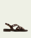 SANDALES PLATES EN CUIR À CLOUS CHLOE MOKA