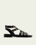 SANDALES PLATES EN CUIR À CLOUS CHLOE NOIR