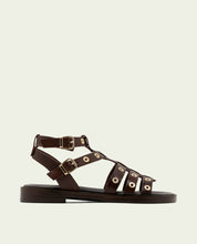 SANDALES PLATES EN CUIR À CLOUS CHLOE NOIR