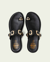 SANDALES PLATES EN CUIR AVEC STRASS EN CUIR CELINE MOKA