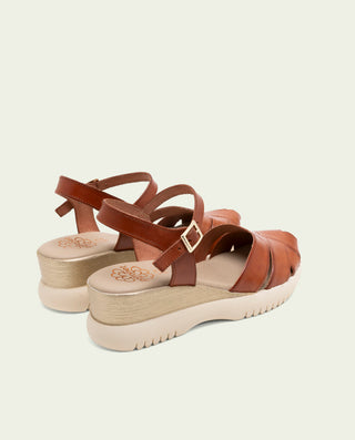 SANDALES À TALONS COMPENSÉS EN CUIR EMILIA CUERO