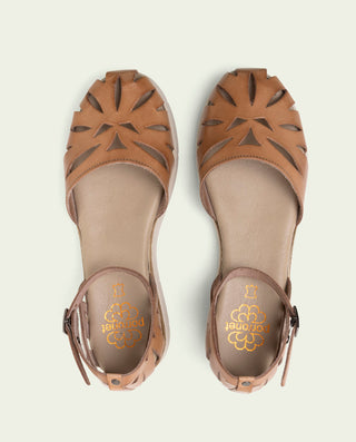 SANDALES À TALONS COMPENSÉS EN CUIR FEDERICA TAUPE