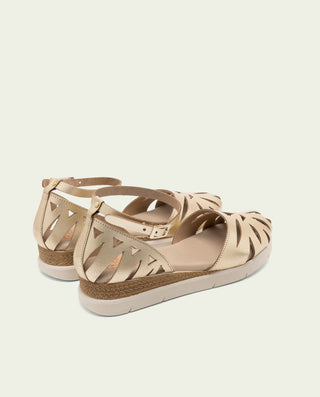 SANDALES À TALONS COMPENSÉS EN CUIR FEDERICA OR