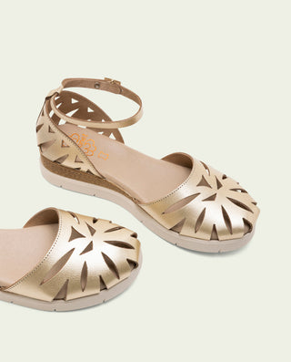 SANDALES À TALONS COMPENSÉS EN CUIR FEDERICA OR