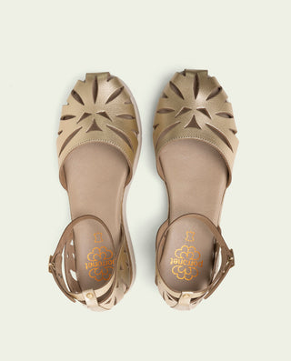 SANDALES À TALONS COMPENSÉS EN CUIR FEDERICA OR