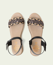 SANDALES À TALONS COMPENSÉS EN CUIR FLAVIA NOIR