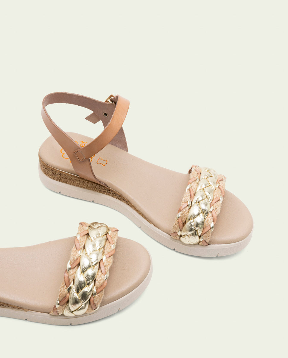 SANDALES À TALONS COMPENSÉS EN CUIR FLAVIA TAUPE