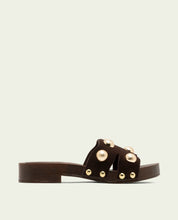 SANDALE À TALON EN CUIR CLOUTÉS GIANNA CAMEL