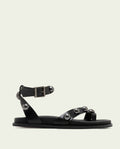 SANDALE PLATE EN CUIR CLOUS HOLLY NOIR