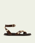 SANDALE PLATE EN CUIR CLOUS HOLLY MOKA