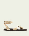 SANDALE PLATE EN CUIR CLOUS HOLLY OR