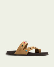 SANDALE PLATE EN CUIR CLOUS HANNAH MOKA