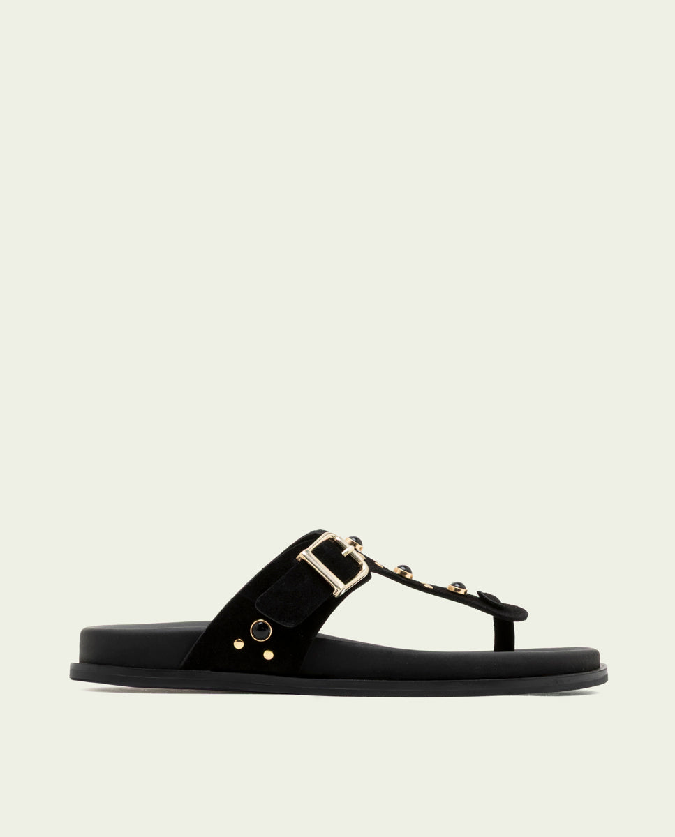 SANDALE PLATE EN CUIR ESCLAVE HARPER NOIRE