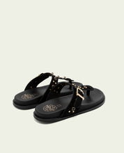 SANDALE PLATE EN CUIR ESCLAVE HARPER NOIRE