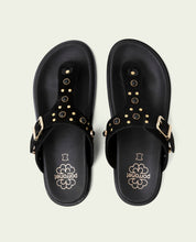 SANDALE PLATE EN CUIR ESCLAVE HARPER NOIRE