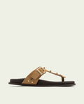 SANDALE PLATE EN CUIR ESCLAVE HARPER CAMEL