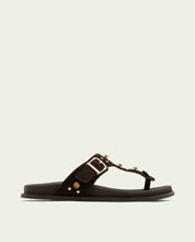 SANDALE PLATE EN CUIR ESCLAVE HARPER MOKA