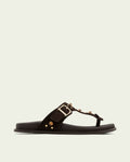 SANDALE PLATE EN CUIR ESCLAVE HARPER MOKA