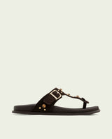 SANDALE PLATE EN CUIR ESCLAVE HARPER MOKA