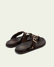 SANDALE PLATE EN CUIR ESCLAVE HARPER MOKA