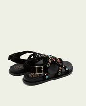 SANDALE PLATE EN CUIR HAZEL NOIR