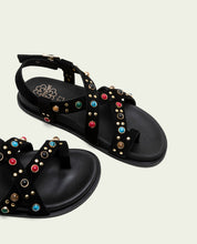 SANDALE PLATE EN CUIR HAZEL NOIR