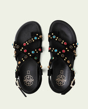 SANDALE PLATE EN CUIR HAZEL NOIR