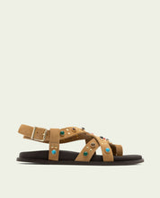 SANDALE PLATE EN CUIR HAZEL CAMEL