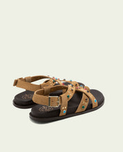 SANDALE PLATE EN CUIR HAZEL CAMEL