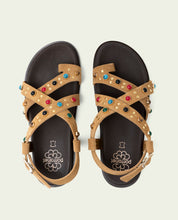 SANDALE PLATE EN CUIR HAZEL CAMEL