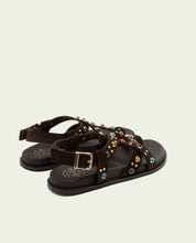 SANDALE PLATE EN CUIR HAZEL MOKA