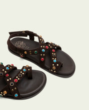 SANDALE PLATE EN CUIR HAZEL MOKA