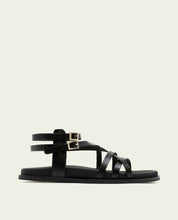 SANDALE PLATE EN CUIR HERA NOIR